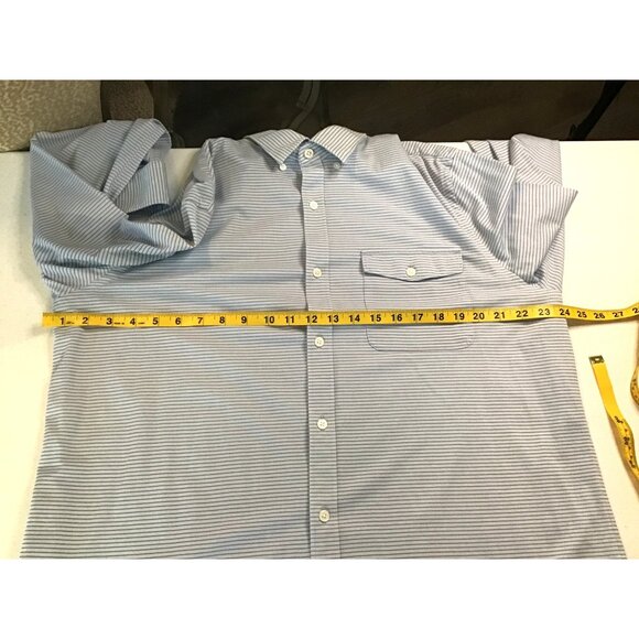 EXPRESS-MENS BLUE STRIPPED 62% COTTON LOMG SLEEVE BUTTON DOWN SHIRT SIZE X-LARGE - Picture 6 of 8